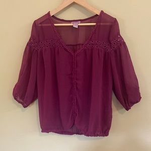 Ultra Pink Peasant Sleeved Blouse